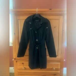 London Fog Women's Black Rain Coat with Hood